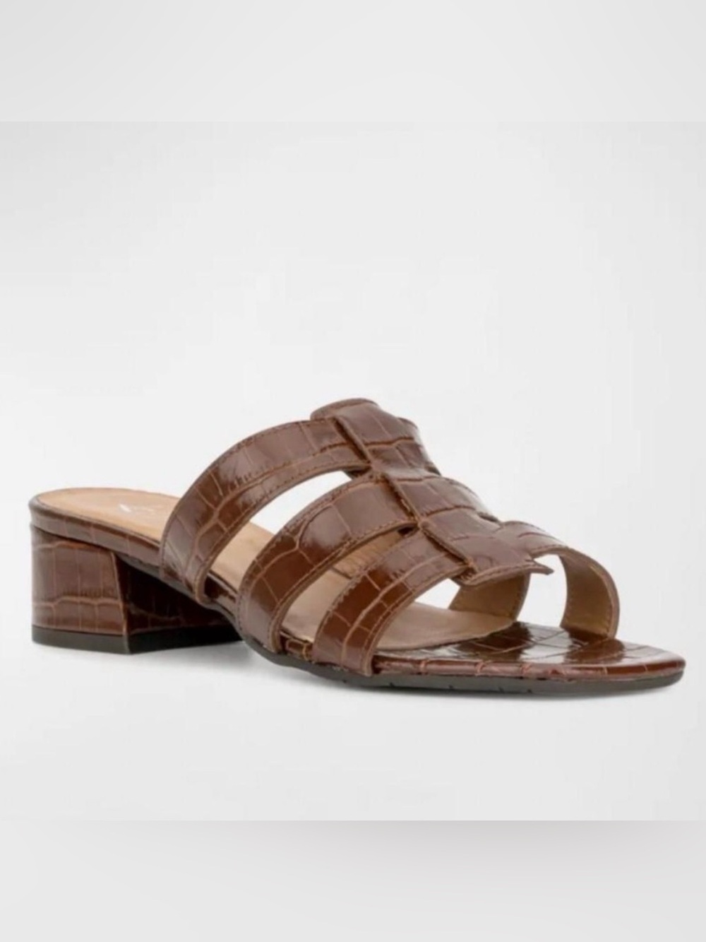 New Aquatalia Harla Croco Caged Mule Sandals In Brown Sz 8.5
